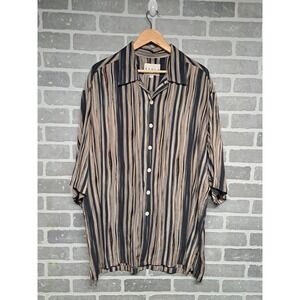 MENCH COLLECTIONS Mens‎ Striped Rayon Vintage Y2K Shirt Short Sleeve Size Large